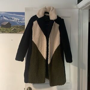 J Crew color block teddy coat - compliments galore!